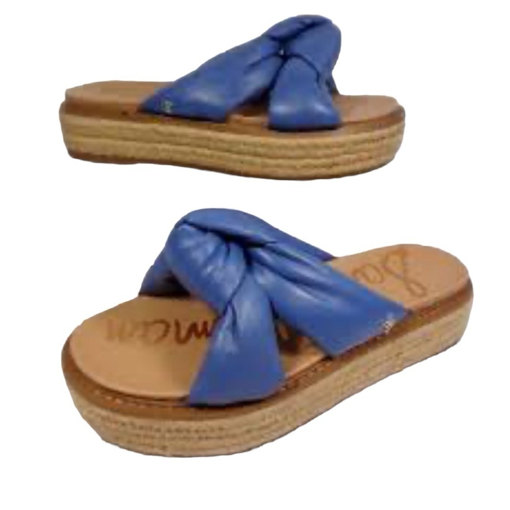 Sam Edelman Blue Leather Knot Platform Sandals